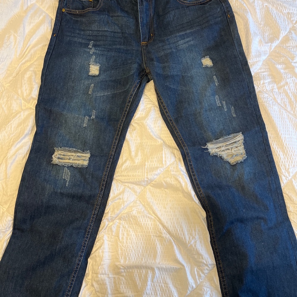 American Bazi Straight Leg Jeans  Size 15 Ripped Dark Wash